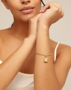 Pulsera de eslabones ovalados pequeños bañados oro de 18K