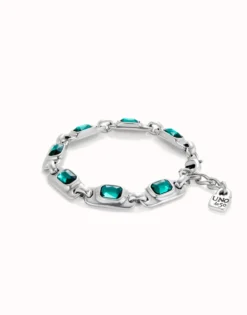 Pulsera de plata de ley con cristales verdes