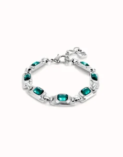 Pulsera de plata de ley con cristales verdes