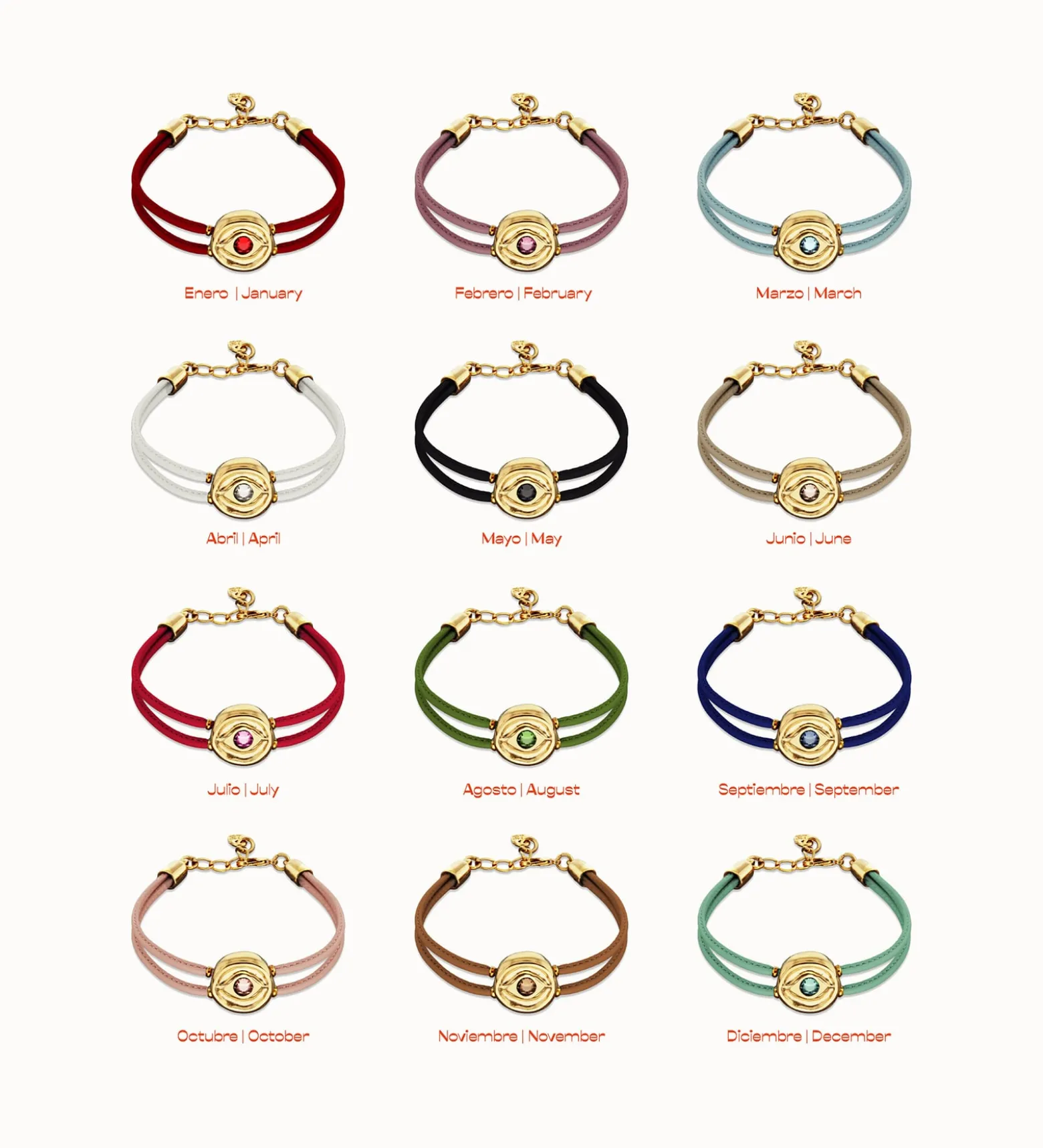 Pulsera doble de cuero celeste con ojo bañado en plata de ley