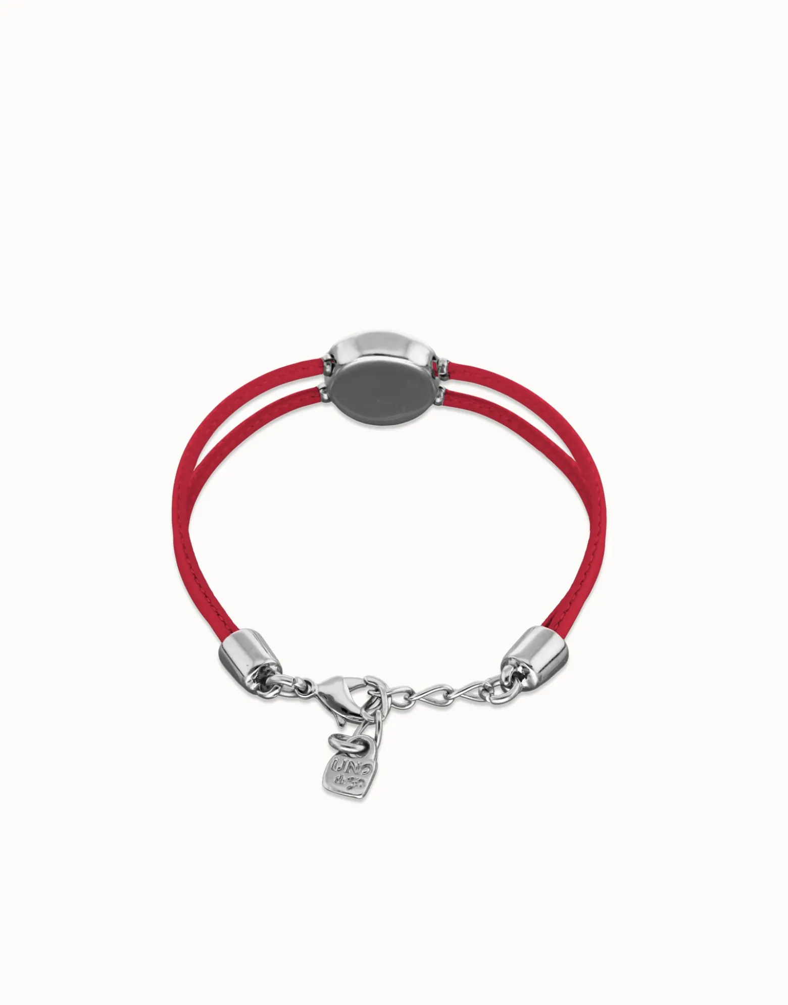 Pulsera doble de cuero fucsia con ojo bañado en plata de ley