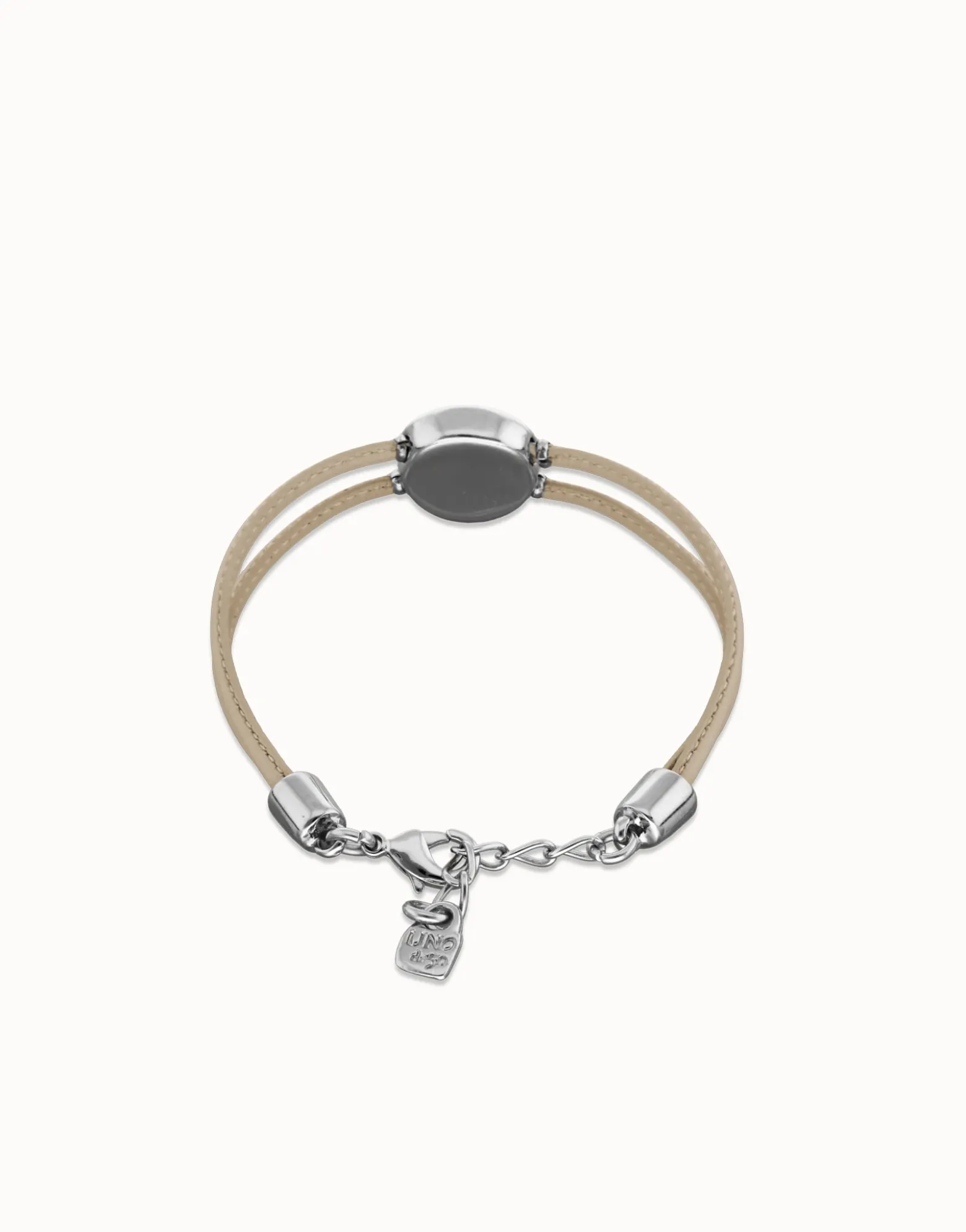 Pulsera doblede cuero marfil con ojo bañado en plata de ley