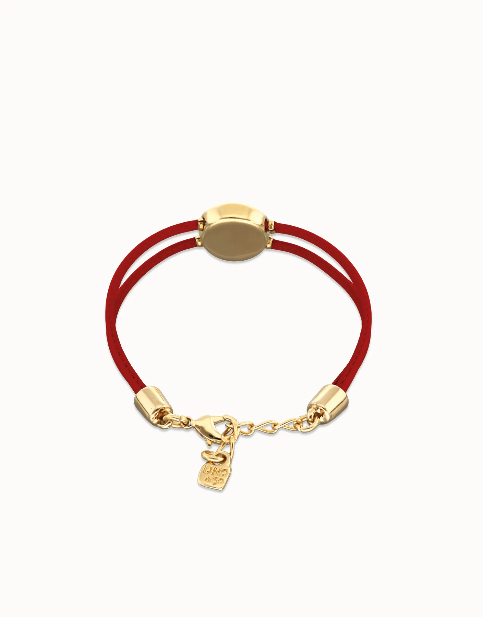 Pulsera doble de cuero rojo con ojo bañado en oro 18k