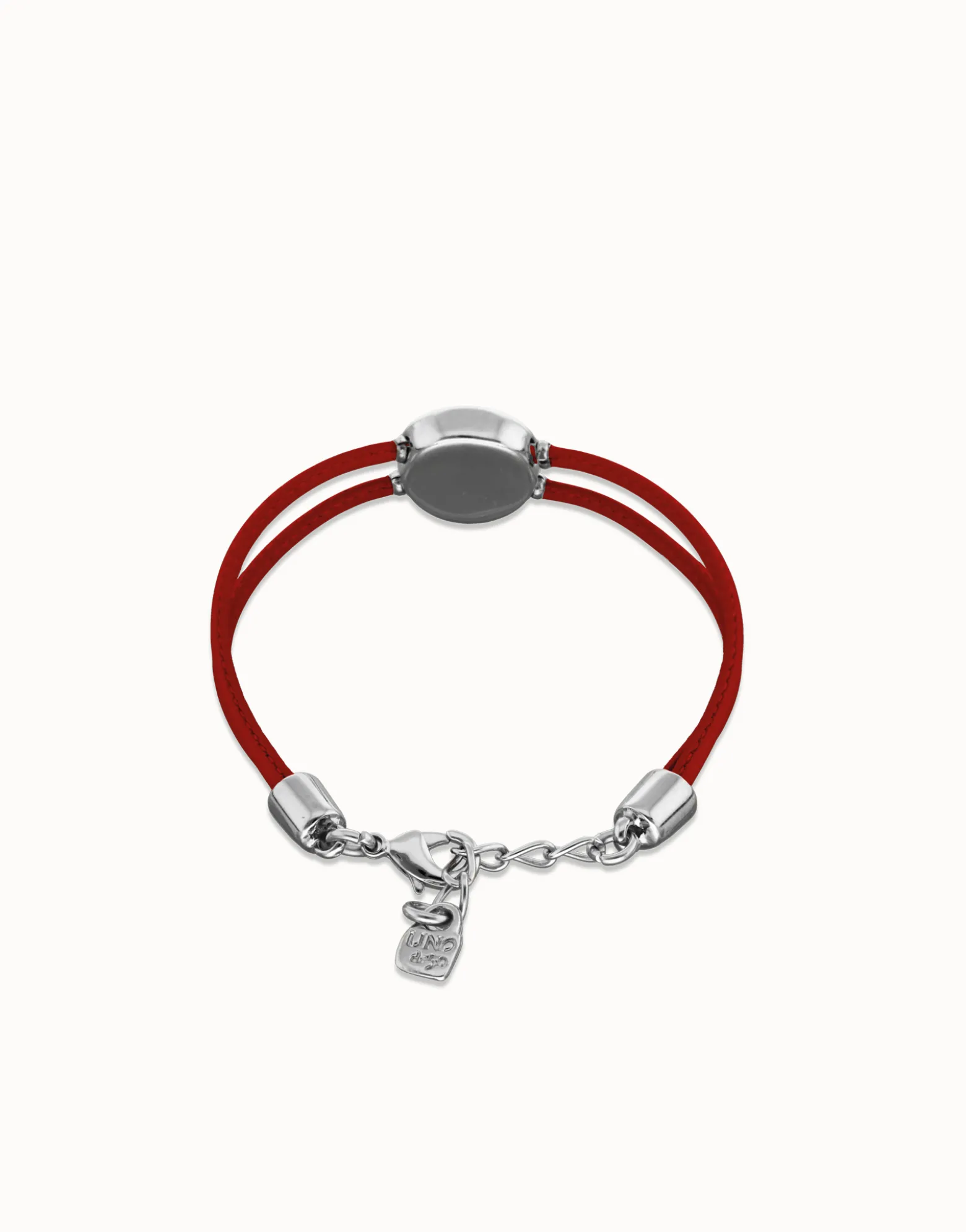 Pulsera doble de cuero rojo con ojo bañado en plata de ley