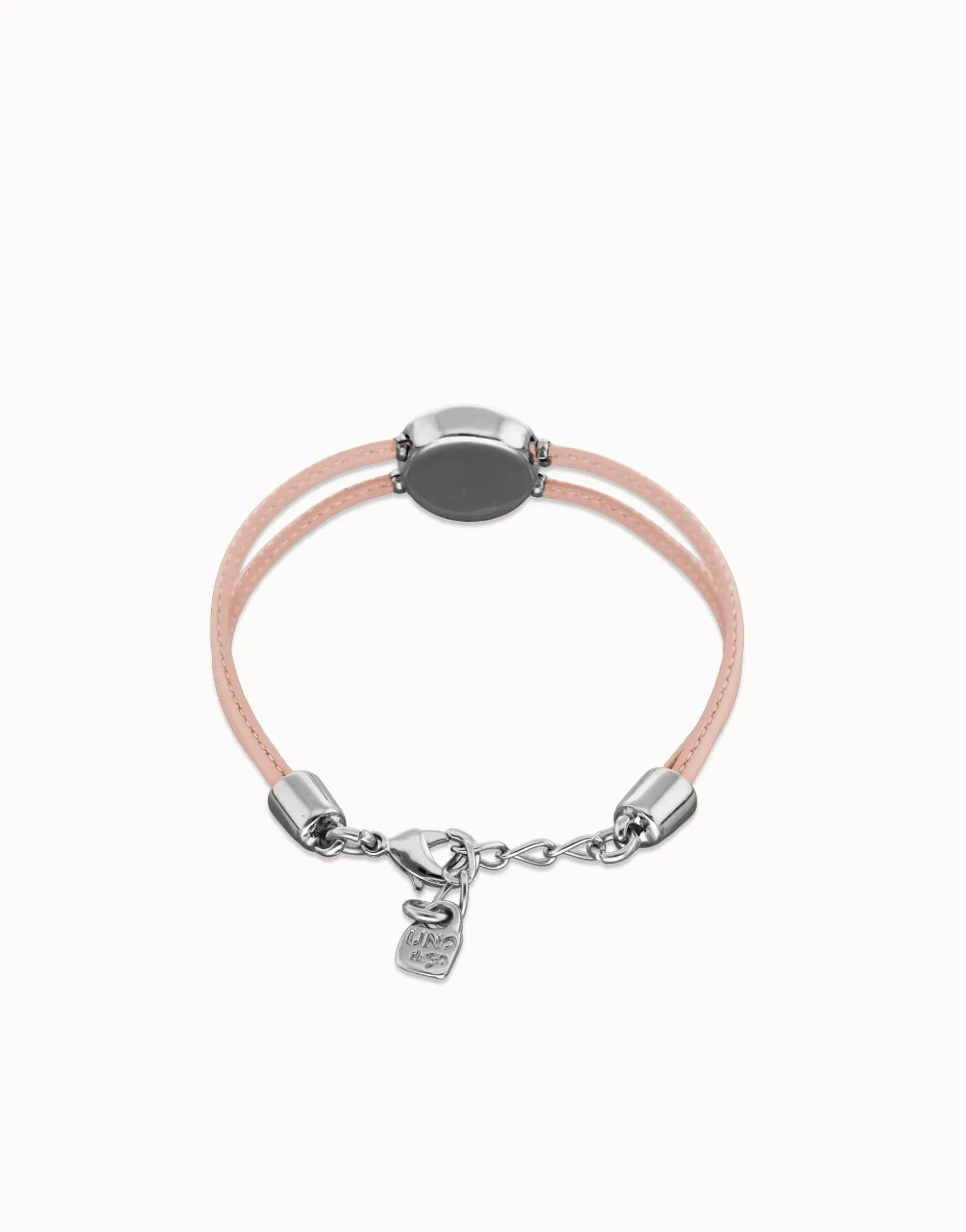 Pulsera doble de cuero rosa con ojo bañado en plata de ley