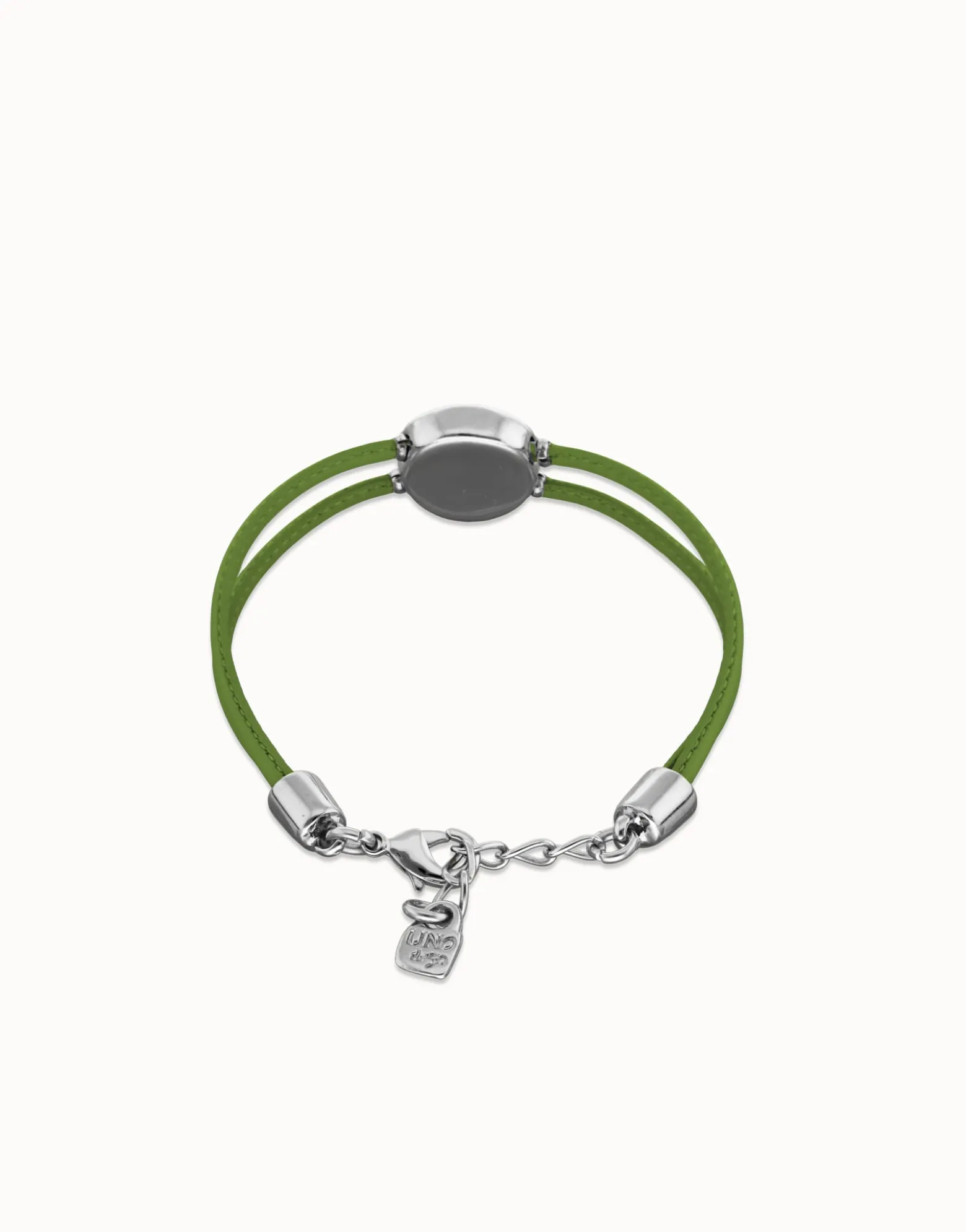 Pulsera doble de cuero verde con ojo bañado en plata de ley