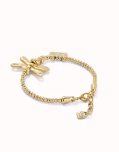 Pulsera elastica con libélula bañada en oro de 18k