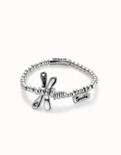 Pulsera elastica con libélula bañada en plata de ley