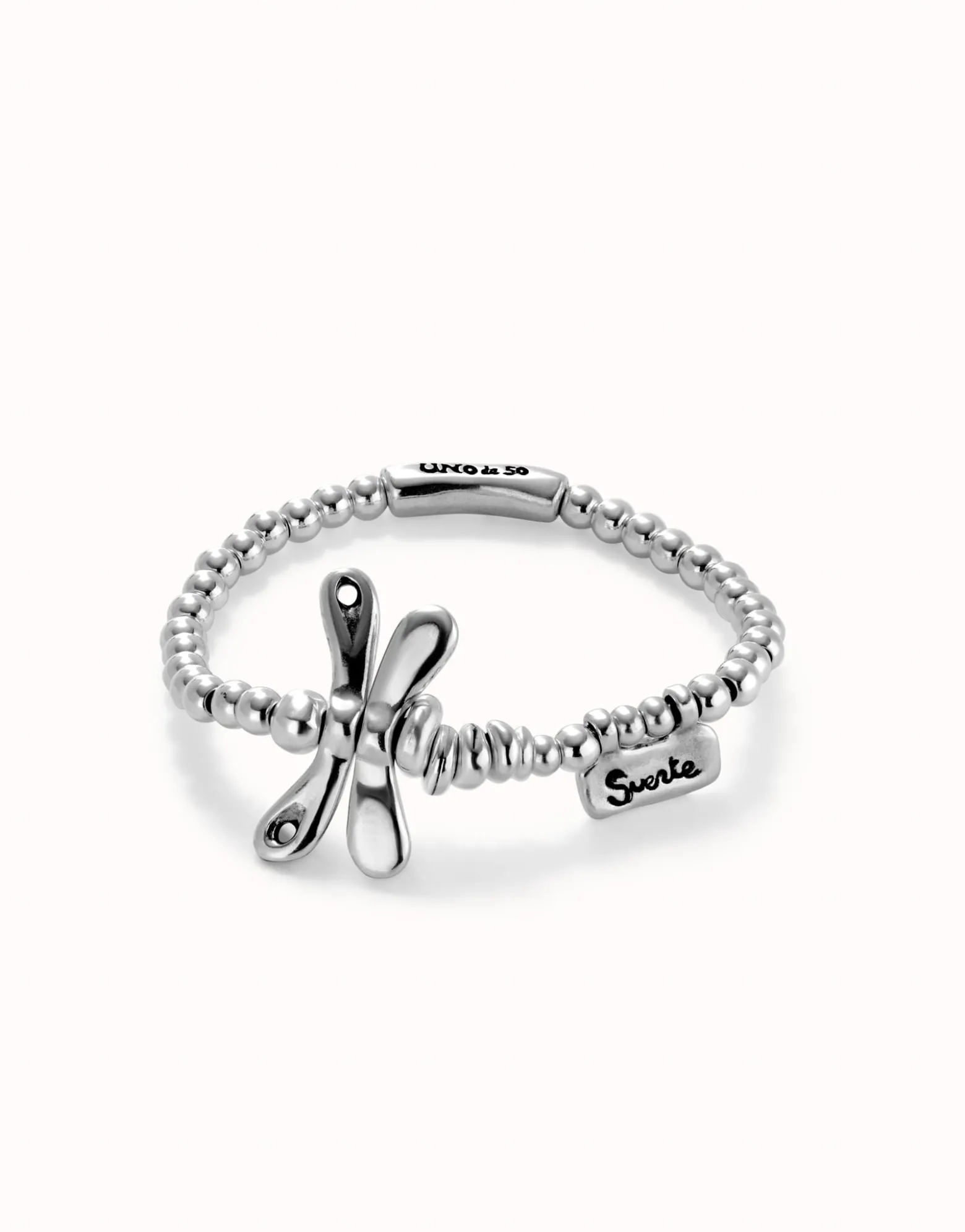 Pulsera elastica con libélula bañada en plata de ley