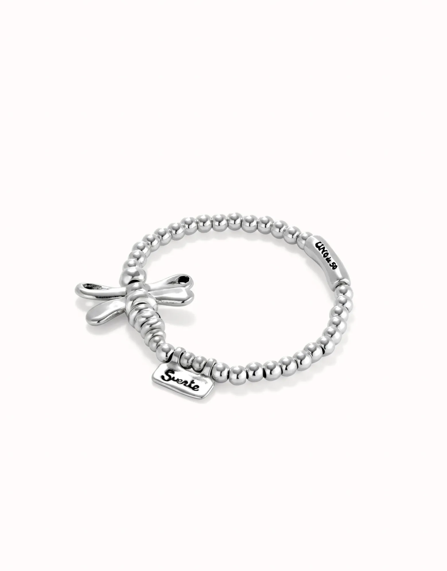 Pulsera elastica con libélula bañada en plata de ley