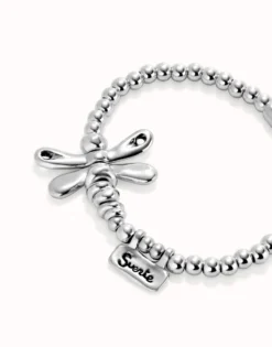 Pulsera elastica con libélula bañada en plata de ley