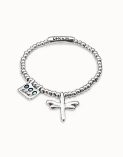 Pulsera elástica bañada en plata de ley con mensaje Salud