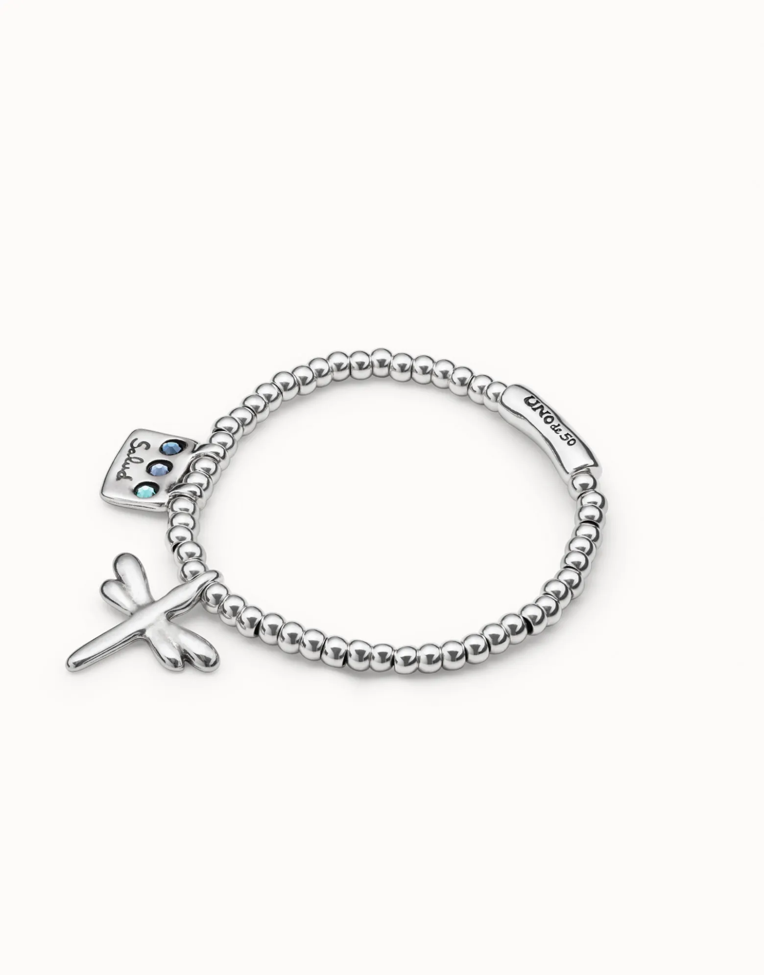 Pulsera elástica bañada en plata de ley con mensaje Salud
