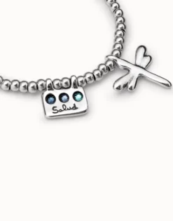 Pulsera elástica bañada en plata de ley con mensaje Salud
