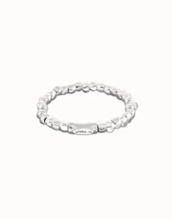 Pulsera elástica con cuentas bañadas en plata
