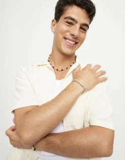 Pulsera elástica con cuentas bañadas en plata