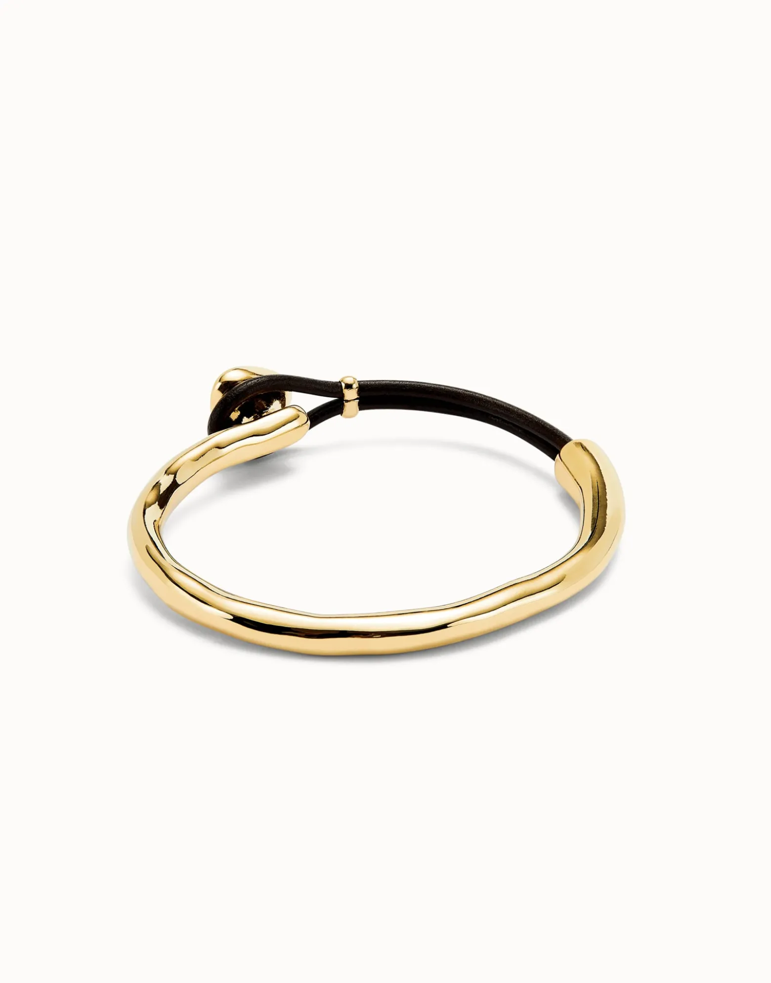 Pulsera fina bañada en oro 18k con cuero y cristal facetado multicolor