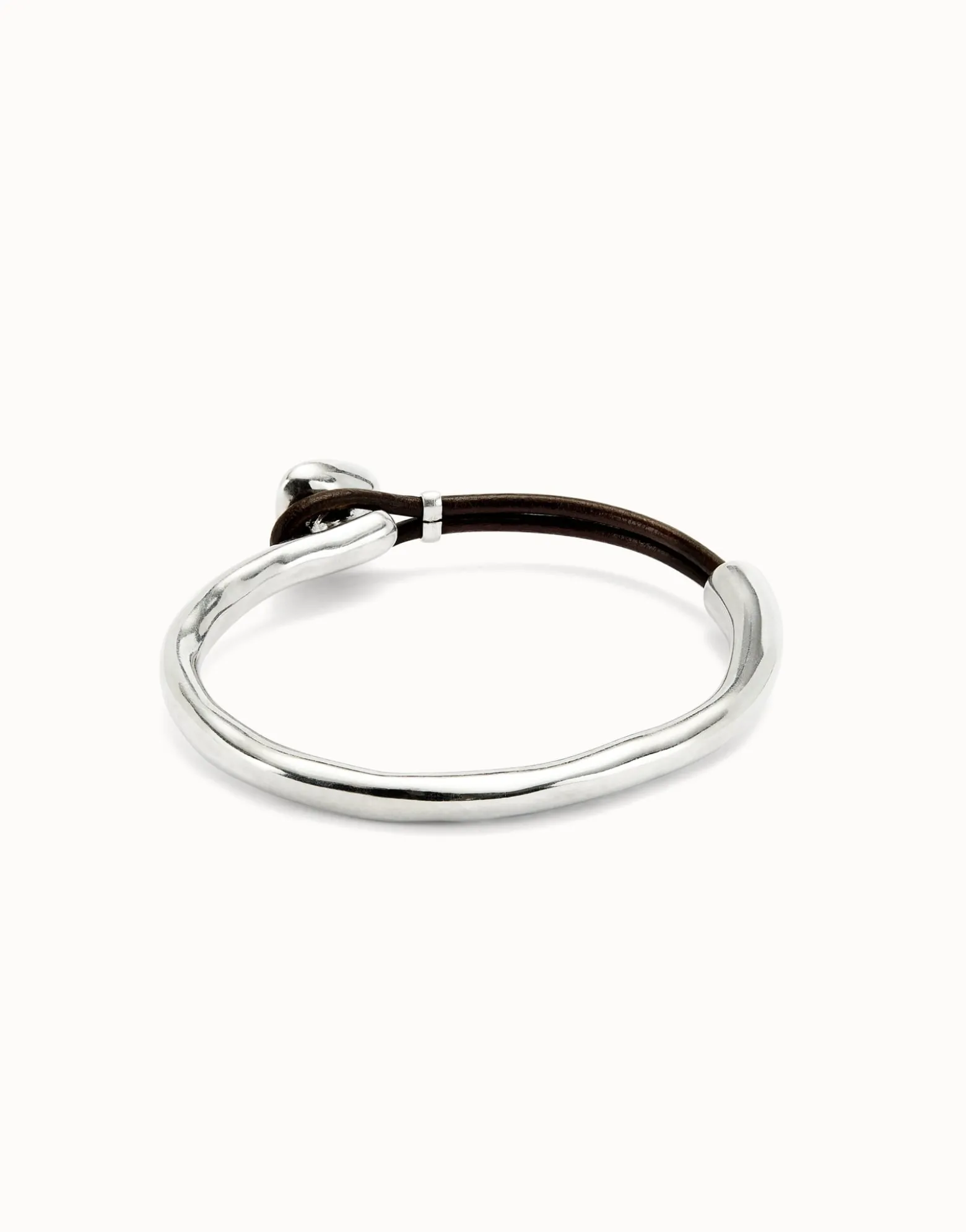 Pulsera fina bañada en plata de ley con cuero y cristal facetado verde