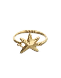 Pulsera rígida bañada en oro con estrella de mar