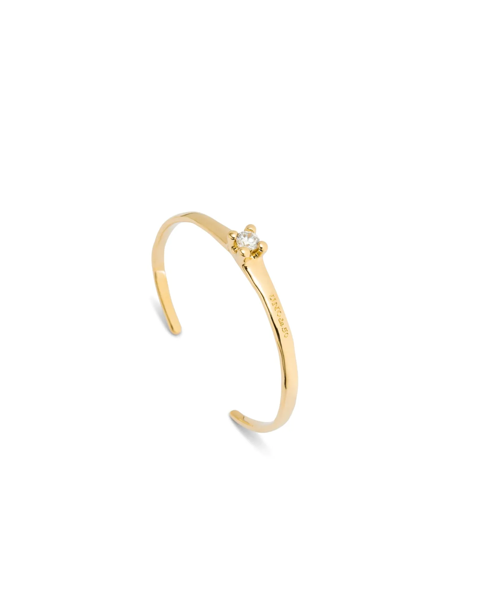 Pulsera rígida bañada en oro 18k con circonita blanca