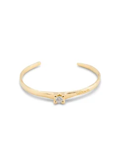 Pulsera rígida bañada en oro 18k con circonita blanca