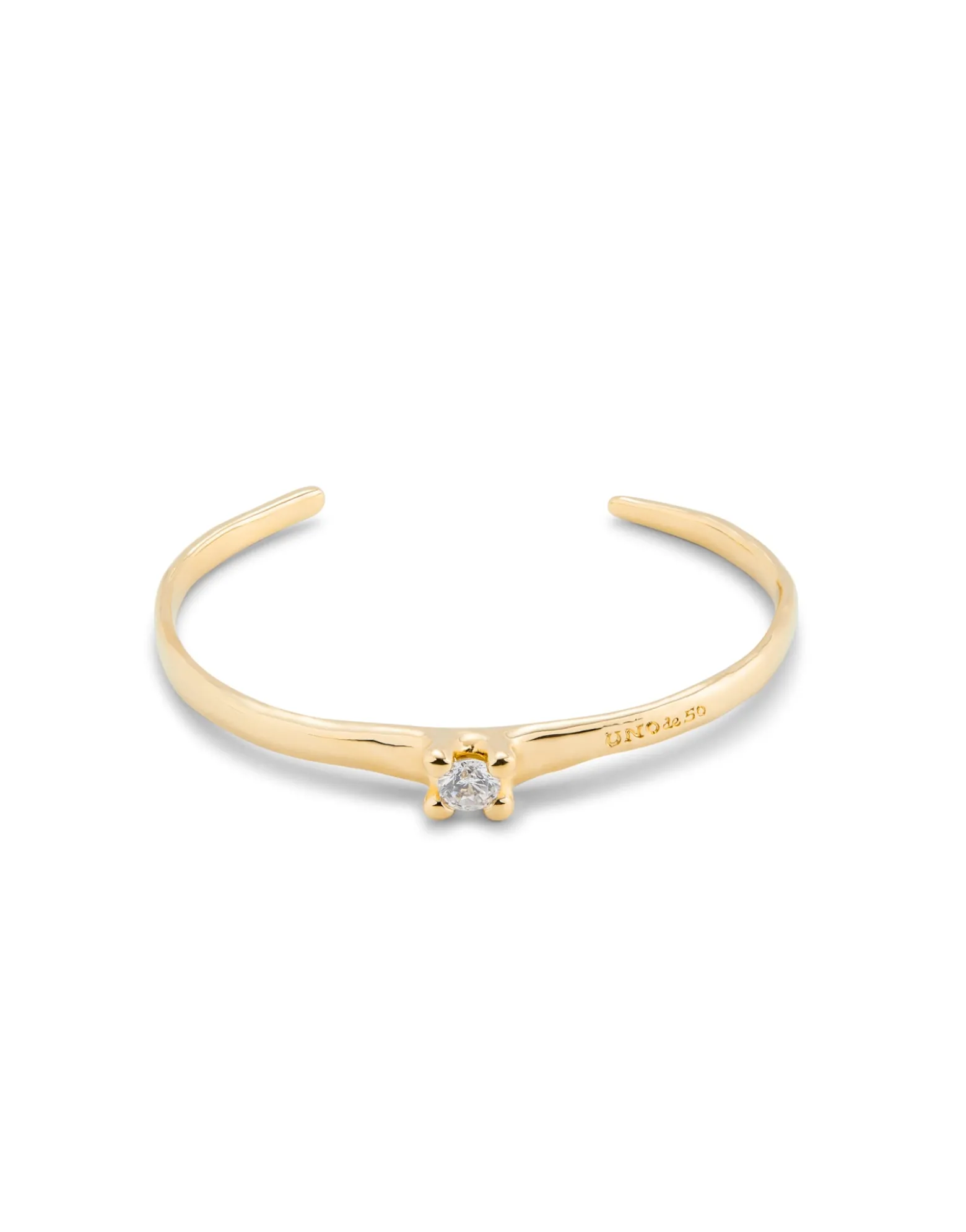 Pulsera rígida bañada en oro 18k con circonita blanca