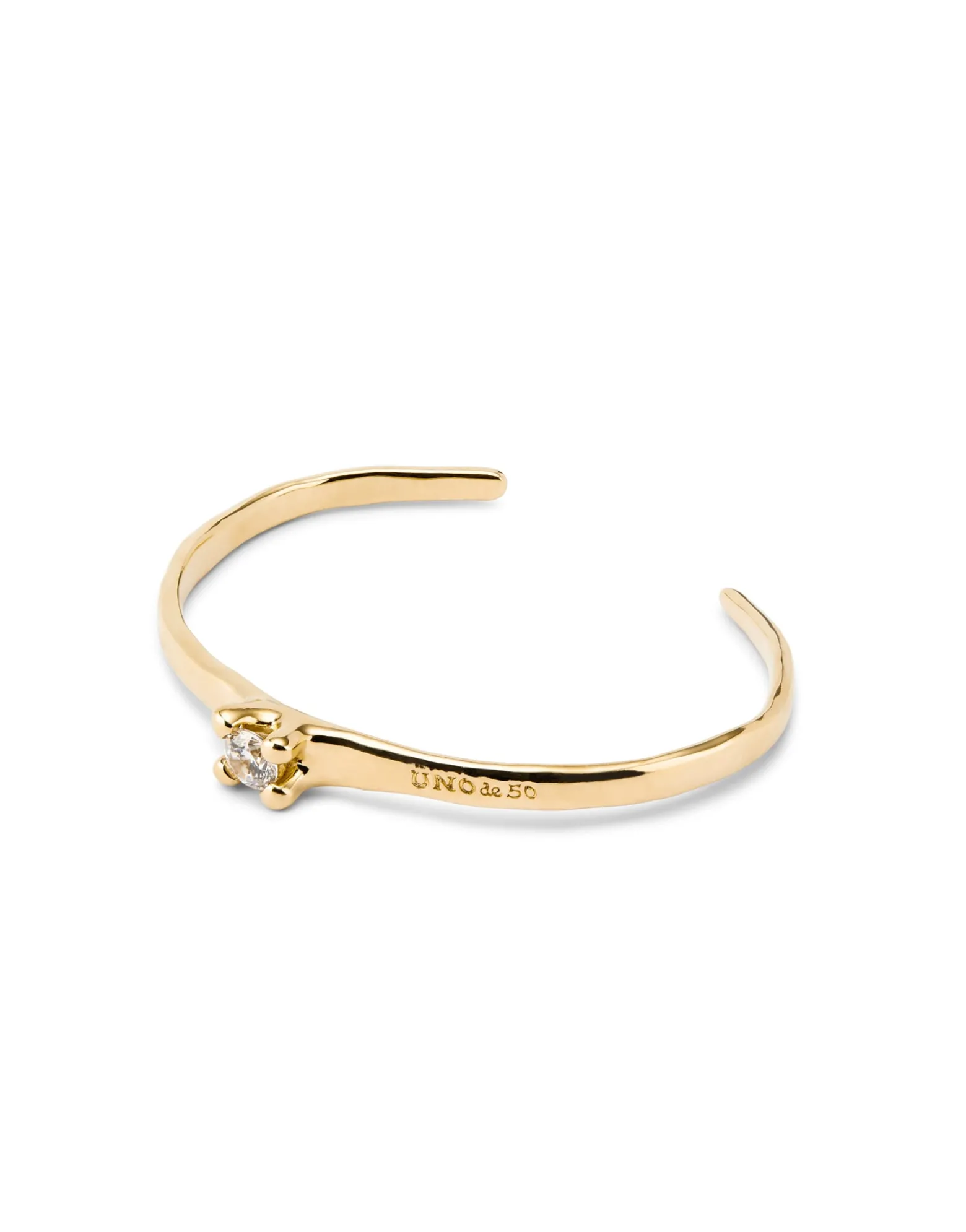 Pulsera rígida bañada en oro 18k con circonita blanca