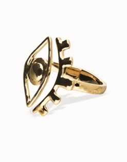 Pulsera rígida bañada en oro 18k con detalle de ojo