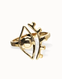 Pulsera rígida bañada en oro 18k con detalle de ojo