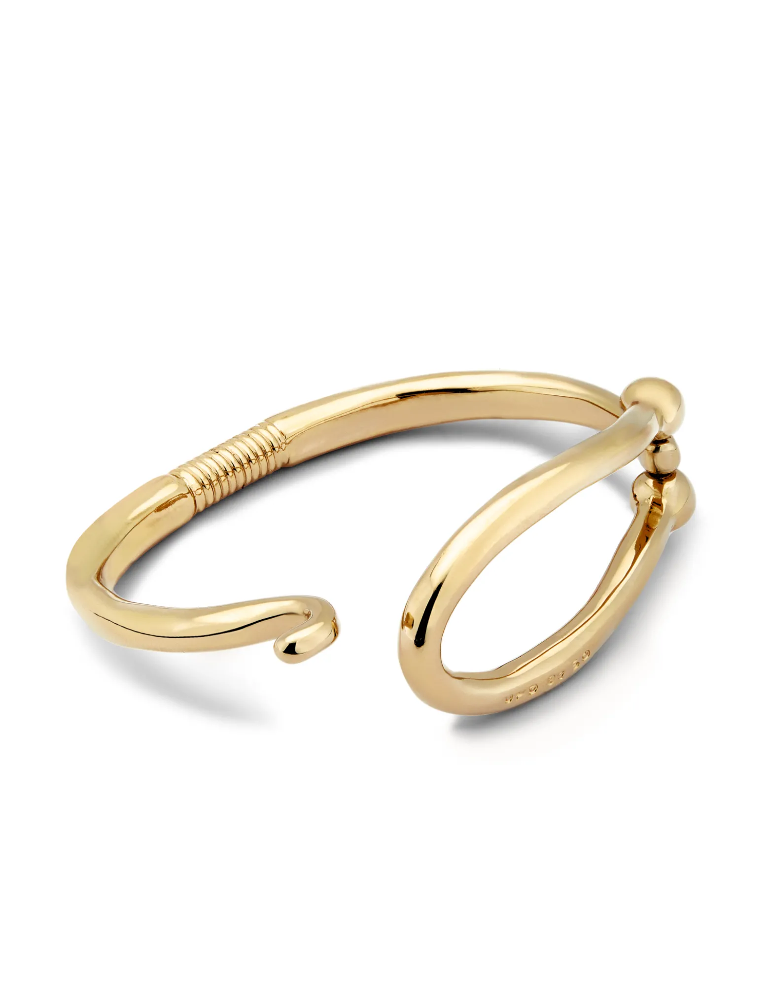 Pulsera rígida bañada en oro 18k eslabón grande y muelle interior