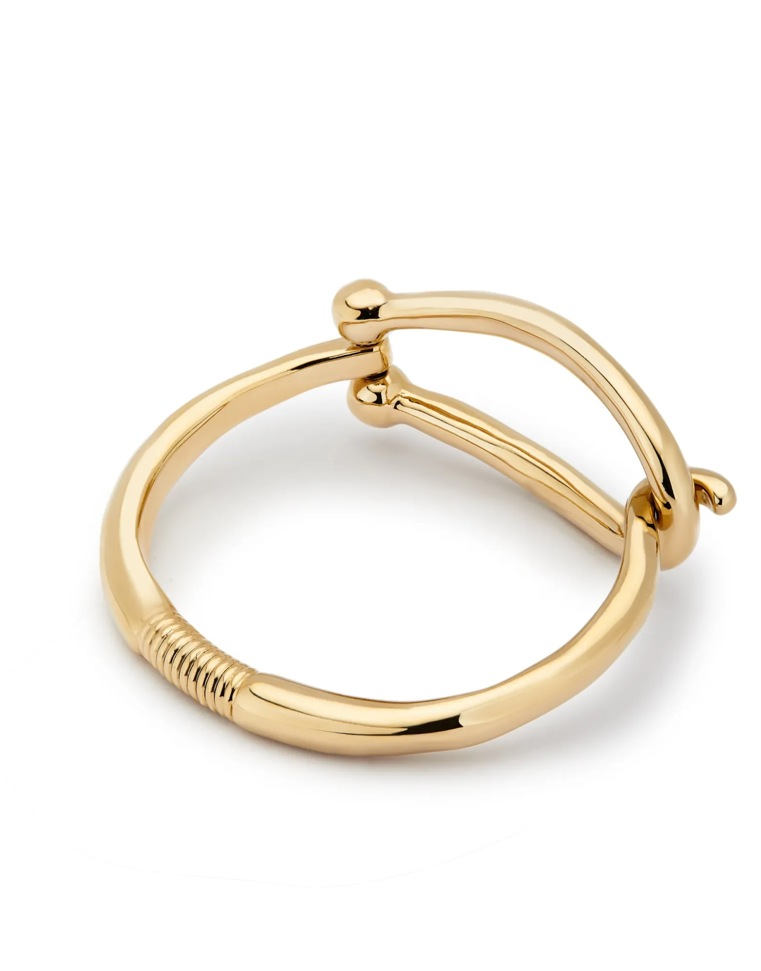 Pulsera rígida bañada en oro 18k eslabón grande y muelle interior