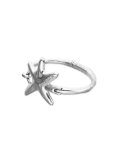 Pulsera rígida bañada en plata con estrella de mar