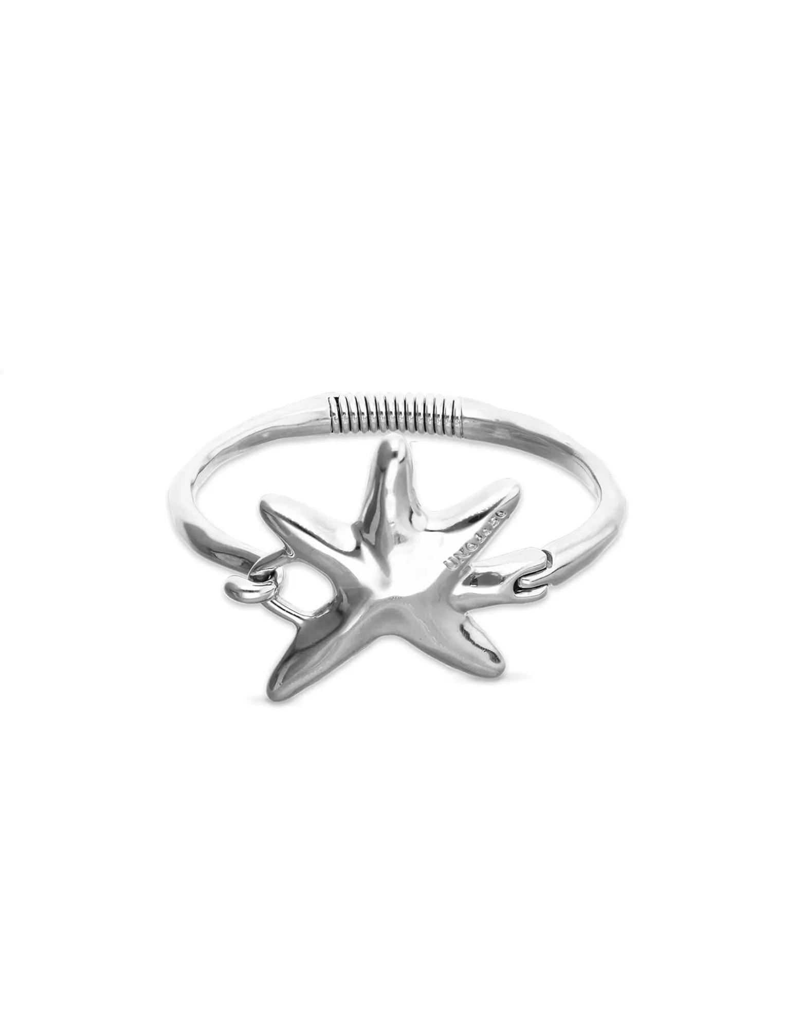 Pulsera rígida bañada en plata con estrella de mar