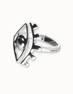 Pulsera rígida bañada en plata con detalle de ojo