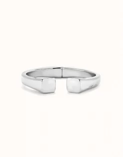 Pulsera rígida bañada en plata de ley acabado liso y forma cuadrada