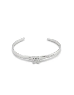 Pulsera rígida bañada en plata de ley con circonita blanca