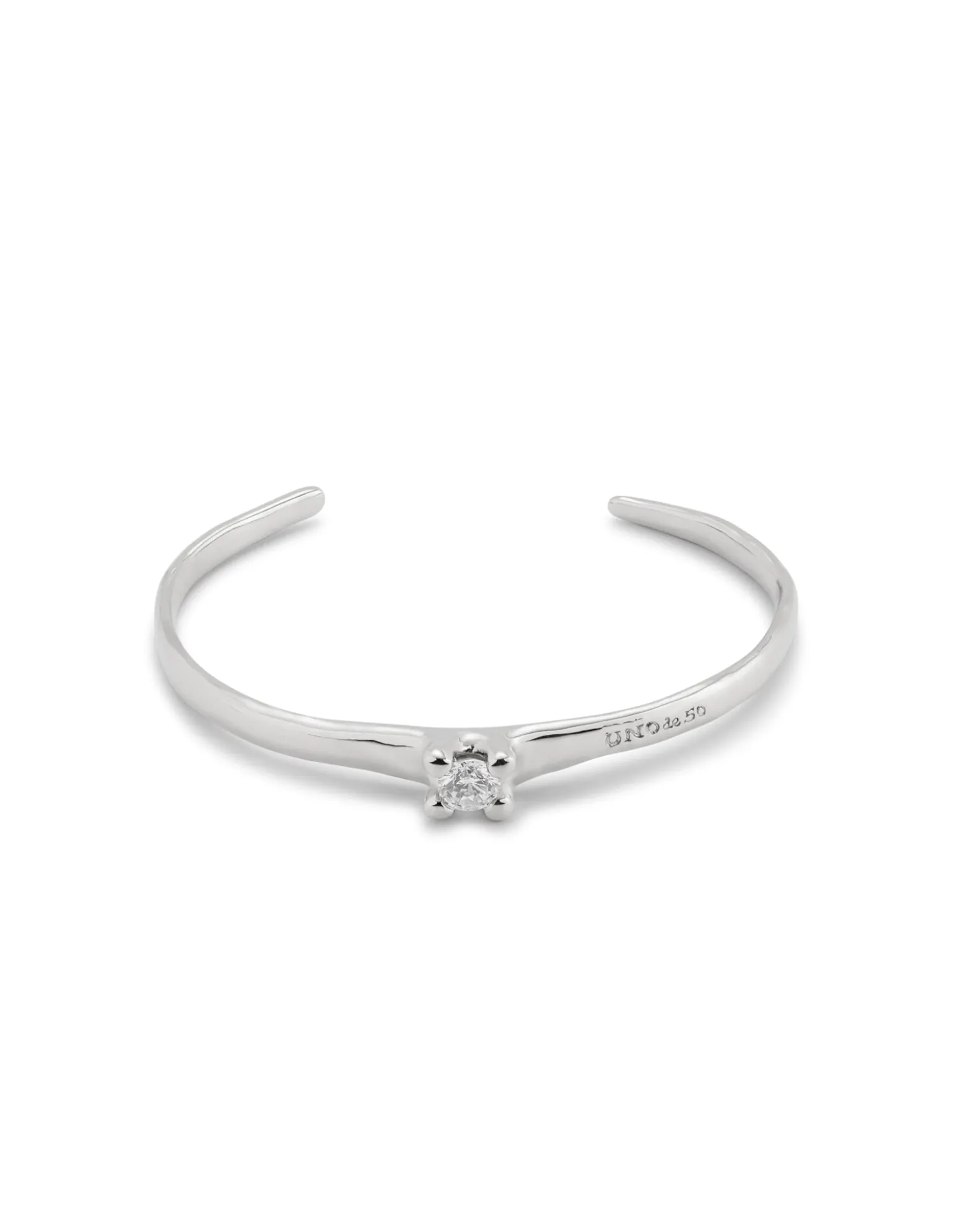 Pulsera rígida bañada en plata de ley con circonita blanca