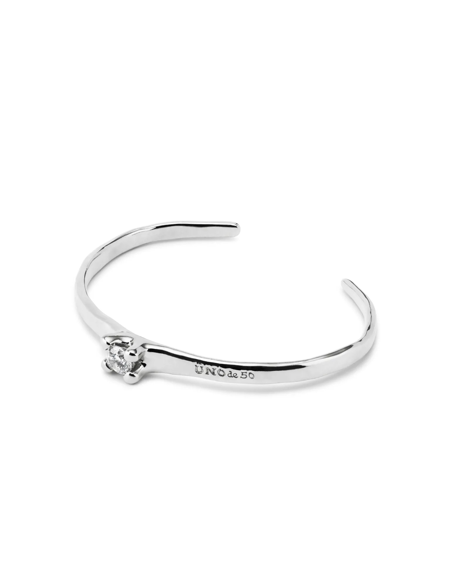 Pulsera rígida bañada en plata de ley con circonita blanca