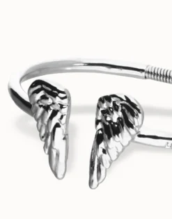 Pulsera rígida bañada en plata de ley con detalle de alas