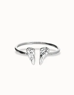 Pulsera rígida bañada en plata de ley con detalle de alas
