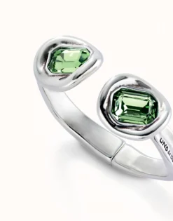 Pulsera rígida bañada en plata de ley y dos cristales turquesas
