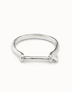 Pulsera rígida bañada en plata de ley mujer con cierre tipo grillete