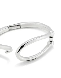 Pulsera rígida bañada en plata eslabón grande y muelle interior