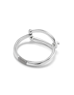 Pulsera rígida bañada en plata eslabón grande y muelle interior