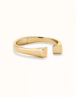 Pulsera rígida bañada oro 18k acabado liso y forma cuadrada