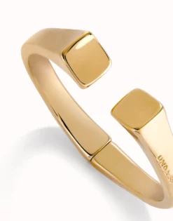 Pulsera rígida bañada oro 18k acabado liso y forma cuadrada