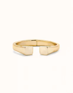 Pulsera rígida bañada oro 18k acabado liso y forma cuadrada