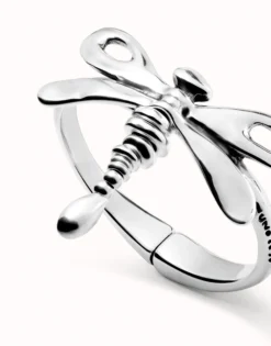 Pulsera rígida con libélula bañada en plata de ley