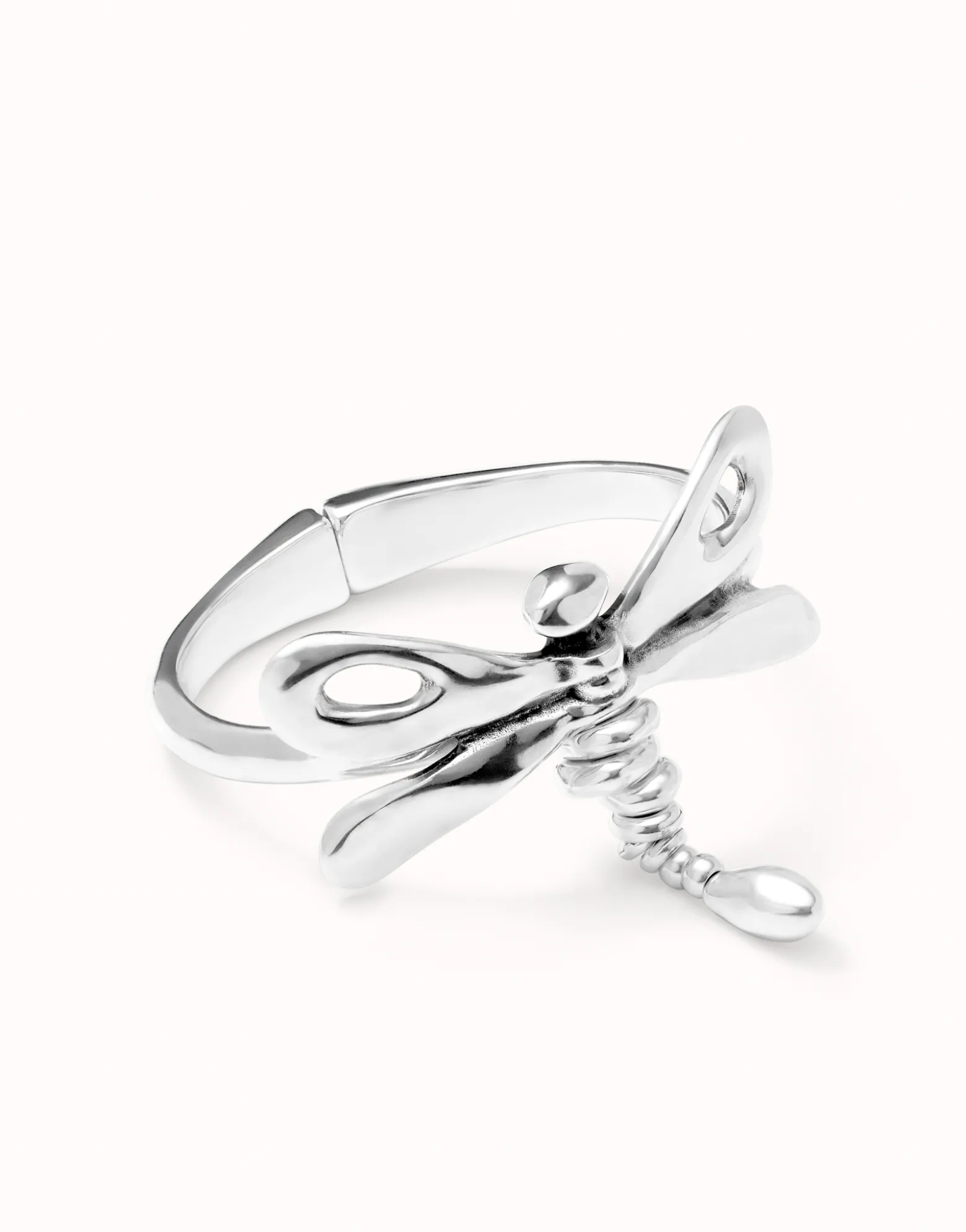 Pulsera rígida con libélula bañada en plata de ley