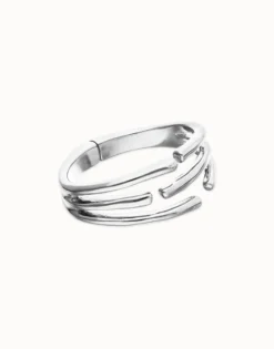 Pulsera rígida con múltiples formas orgánicas entrelazadas bañada en plata de ley